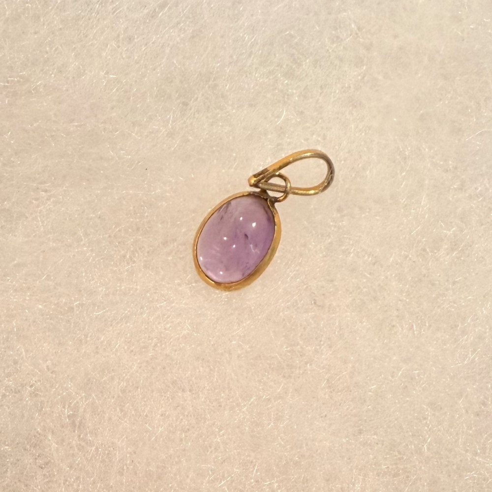 Natural Amethyst Pendant, gold plated vintage